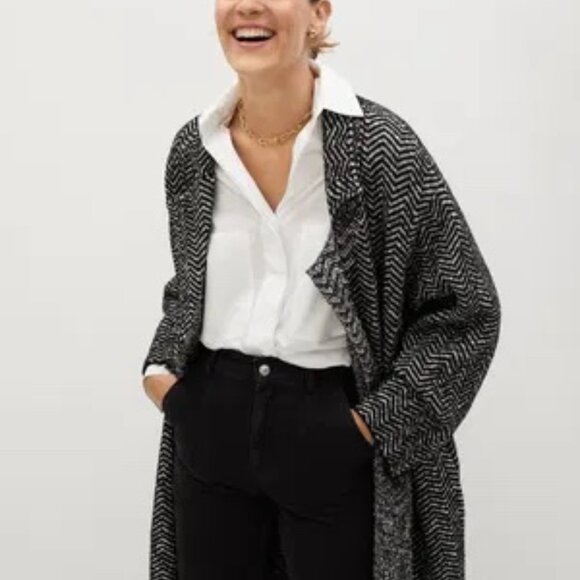 Mango Jackets & Blazers - Mango Oversized Chevron Striped Trench Cardigan